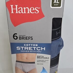 Hanes Cotton Stretch Briefs - Black, Gray, Navy
